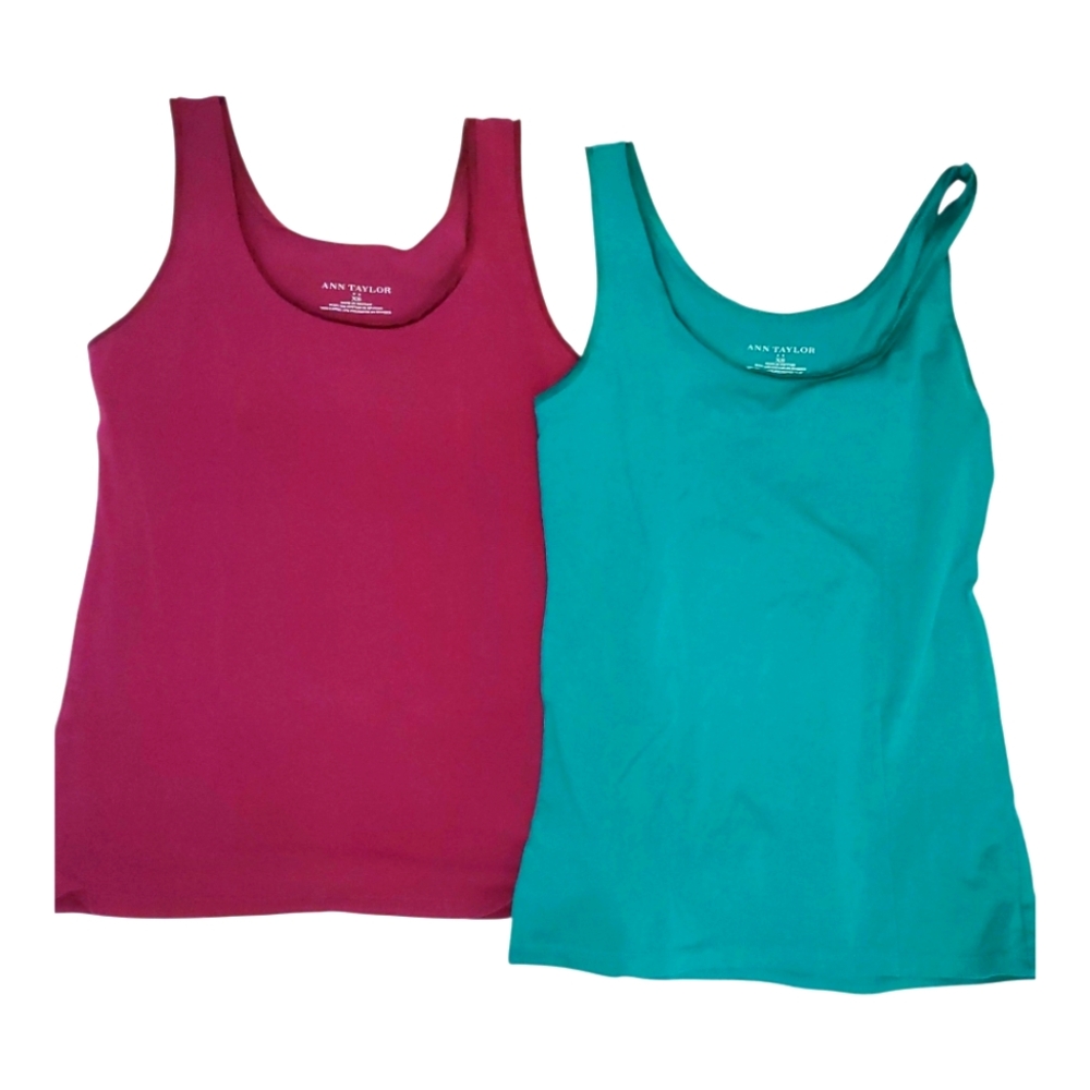 Ann Taylor Tank Tops Eggplant And Green Size XS